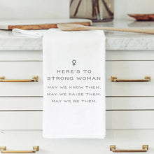 Load image into Gallery viewer, Strong Woman Tea Towel: Sage • Cotton/Linen Blend
