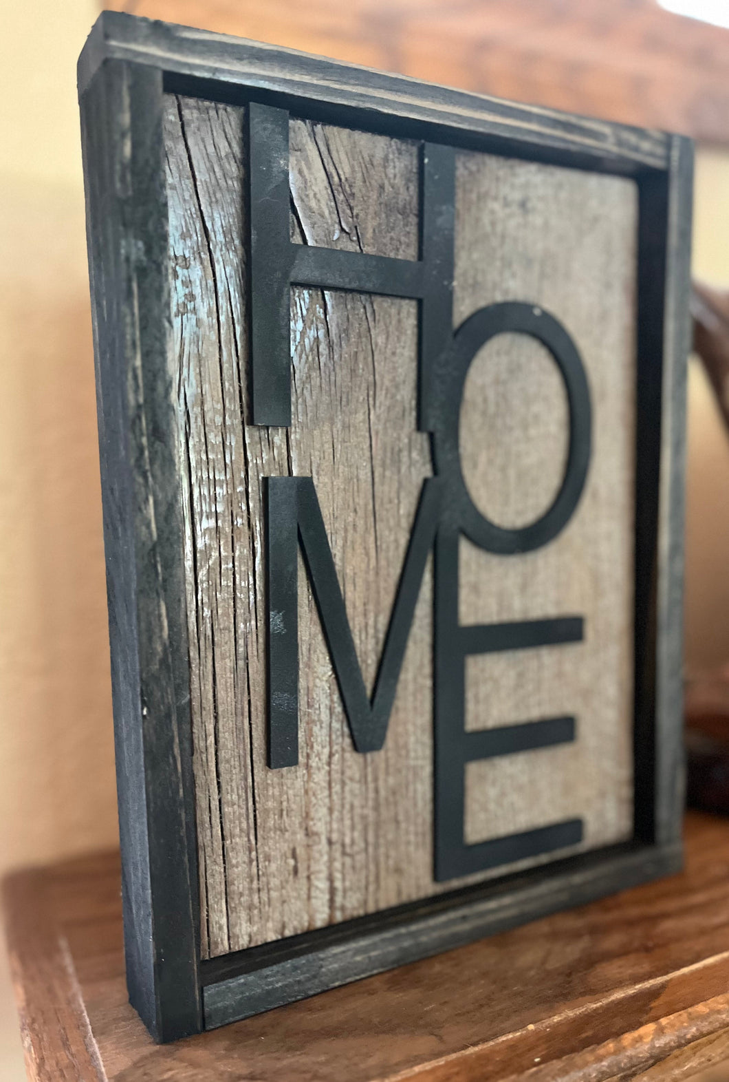 Rustic Barn Wood HOME Sign with Barn wood frame