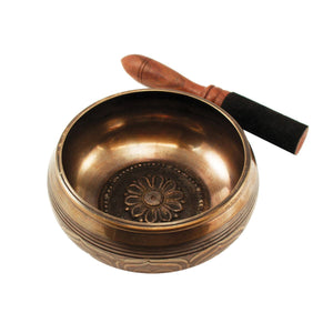 SINGING BOWL: LOTUS w/Leather Striker