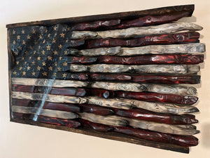 Hand carved, US Battle Style Flag