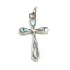 Load image into Gallery viewer, Blue Pacific Abalone Silver Cross With 18″ Silver Chain Necklace
