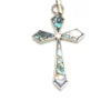 Blue Pacific Abalone Silver Cross With 18″ Silver Chain Necklace