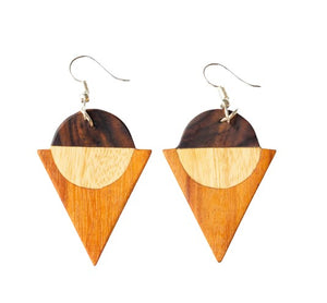 Modern Geometric Wood Earrings