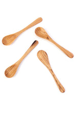 Load image into Gallery viewer, Spoons Flat Wild Olive Wood Spice Set of 4
