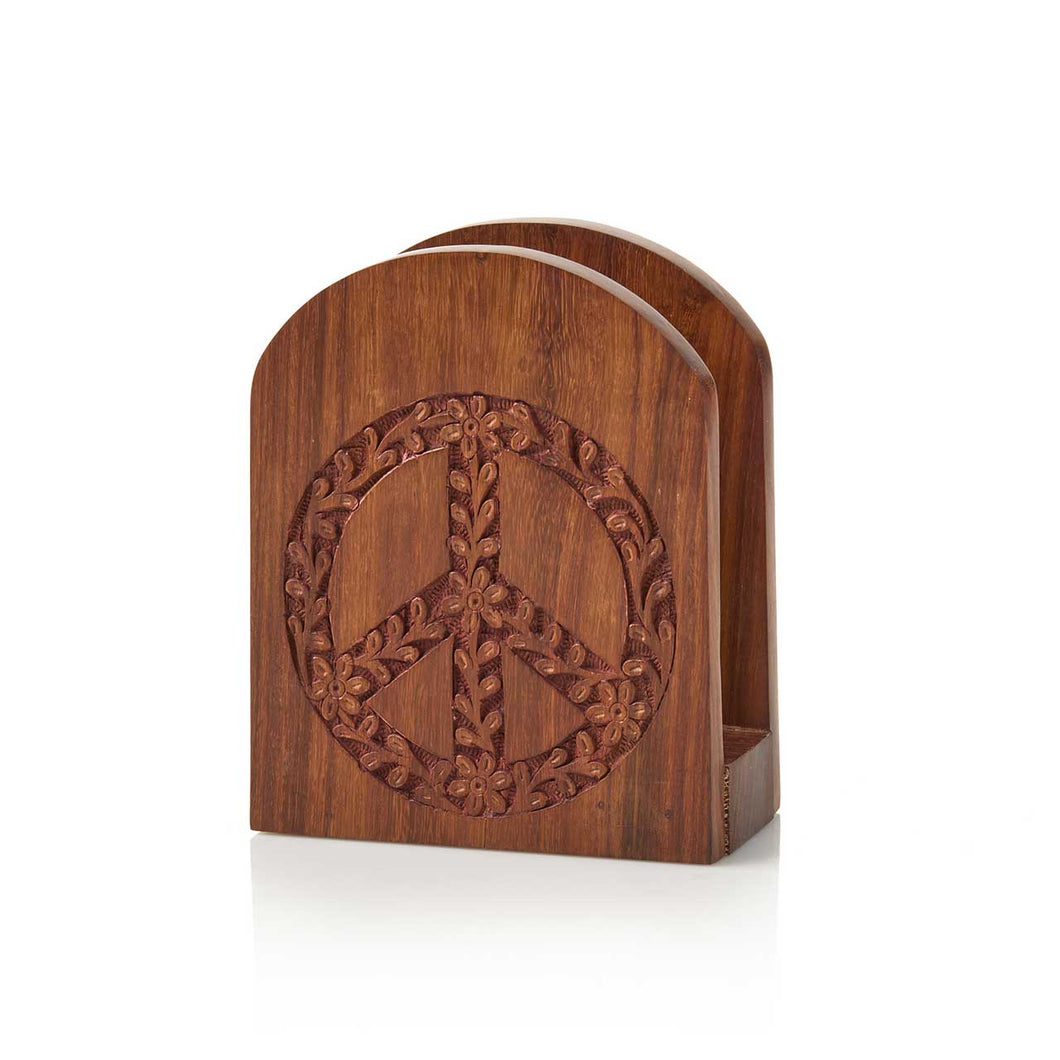 Floral Peace Shesham Napkin Holder