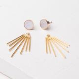 Load image into Gallery viewer, Caroline Mother of Pearl Stud &amp; Fringe Earrings
