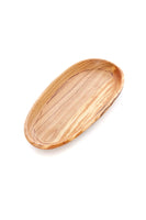 Shallow Wild Olive Wood Oval Serving Bowls