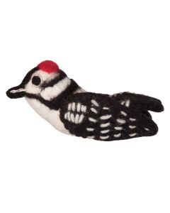 Wild Woolie Felt Bird: Downy Woodpecker