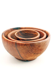 Set of Three Wild Olive Wood Condiment Bowls