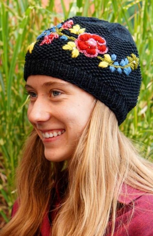 Floral Embroidered Hat - Cotton