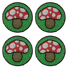 Load image into Gallery viewer, Bright Mushrooms Glass Beaded Coasters
