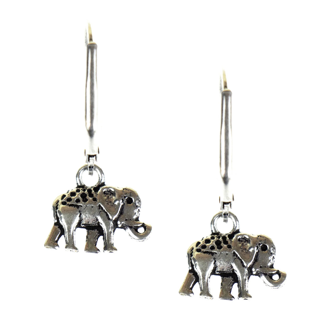 Elephant Trunk Up Brass Earrings
