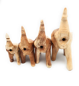 4 Inch Natural Wooden Trumpeting Elephant