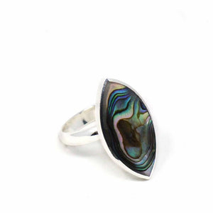 Abalone Silver Marquise Adjustable Ring