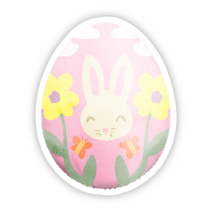 Pink Egg with Bunny and Flowers Easter Sticker