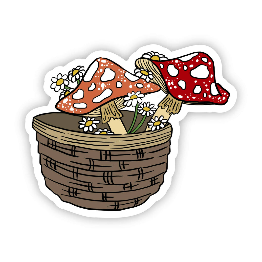 Basket of Mushrooms & Flowers Sticker