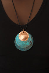 F.R.E.E. Woman Copper Viridian Disc Necklace